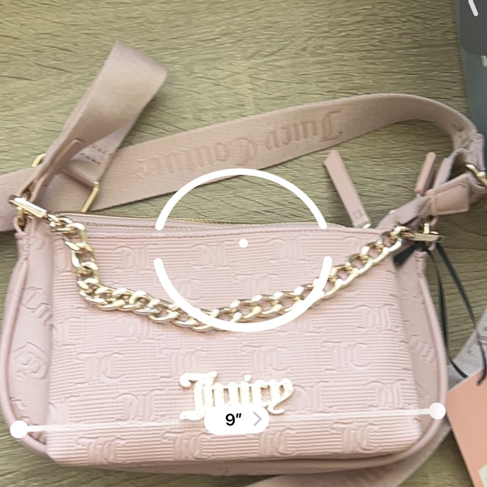 NWT Juicy Couture Pink 2 in 1 Crossbody Bag with Gold Chain - Picture 8 of 11